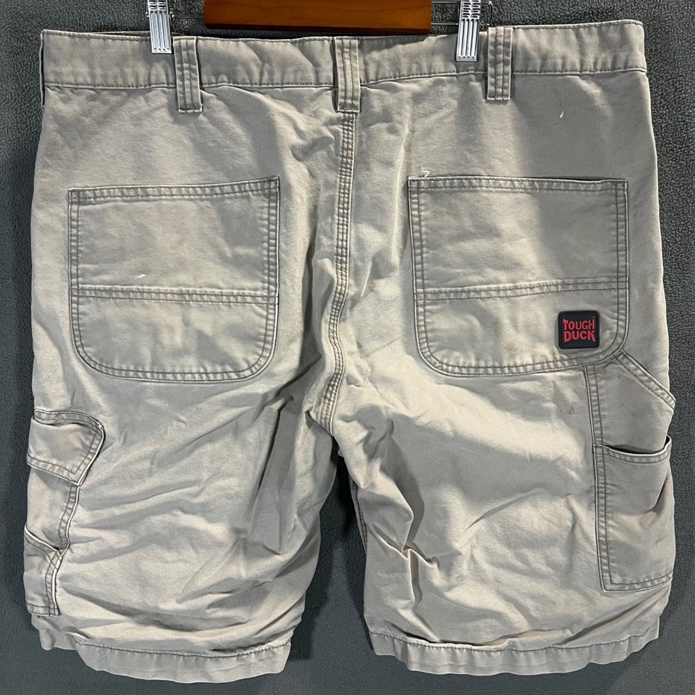 Tough Duck Mens Cargo Work Shorts Tan Khaki Cotton Canvas Utility 38W